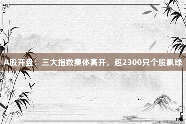 A股开盘：三大指数集体高开，超2300只个股飘绿