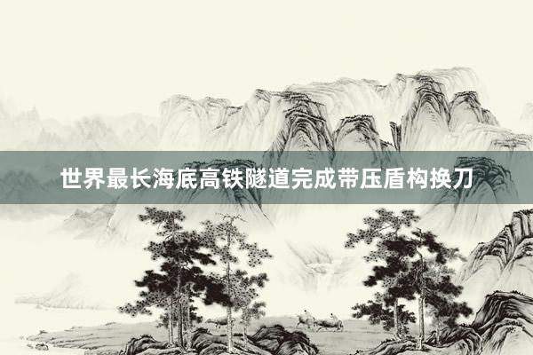 世界最长海底高铁隧道完成带压盾构换刀