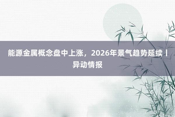 能源金属概念盘中上涨，2026年景气趋势延续丨异动情报