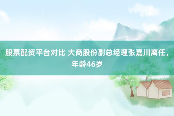 股票配资平台对比 大商股份副总经理张嘉川离任，年龄46岁