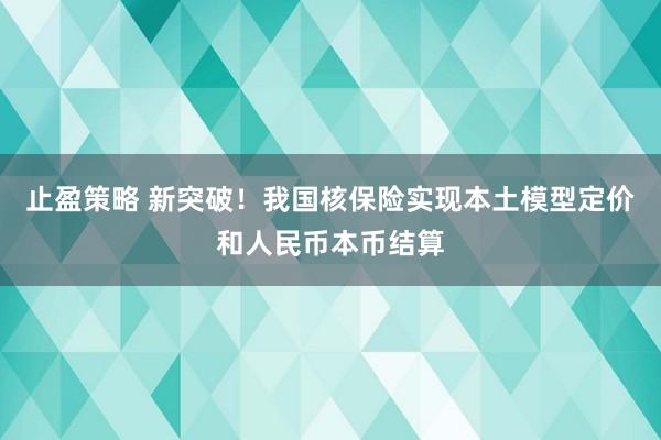 止盈策略 新突破！我国核保险实现本土模型定价和人民币本币结算